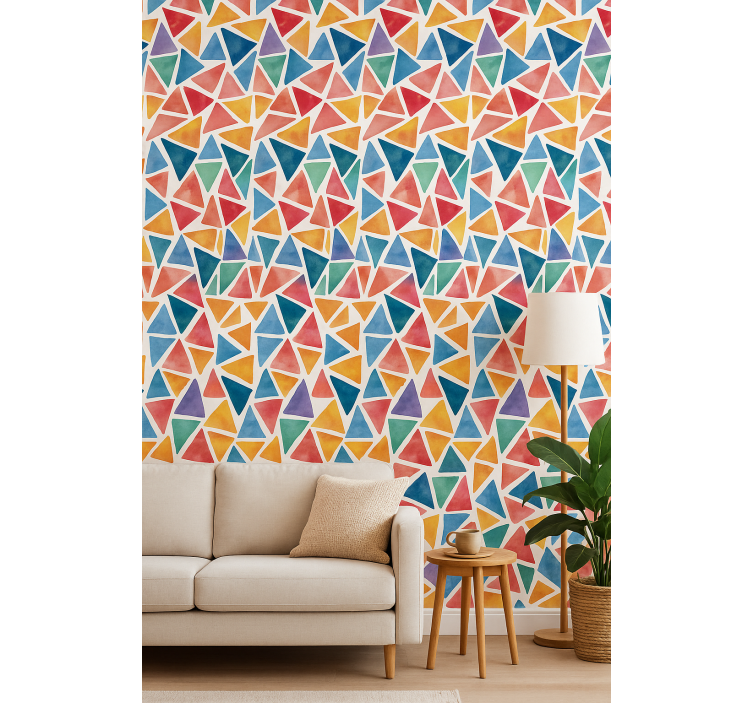 Carta da parati geometrica triangoli colorati allegri - TenStickers