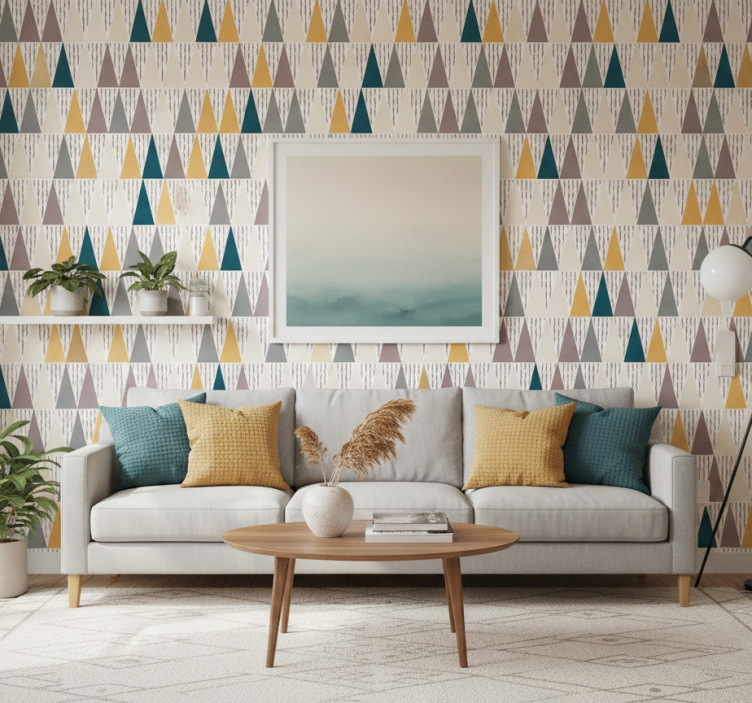 Carta da parati geometrica segmenti di colore triangolari - TenStickers