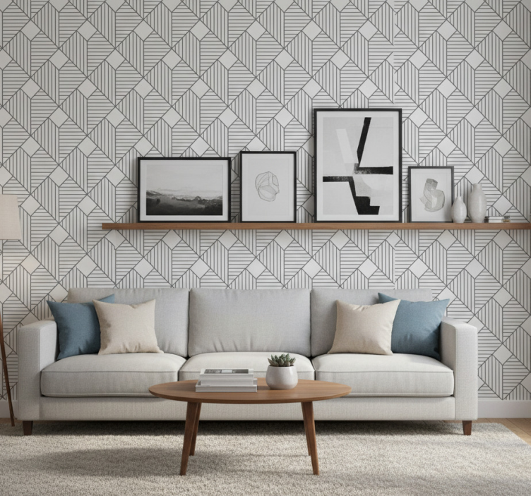 Carta da parati geometrica stile grigio pattern - TenStickers
