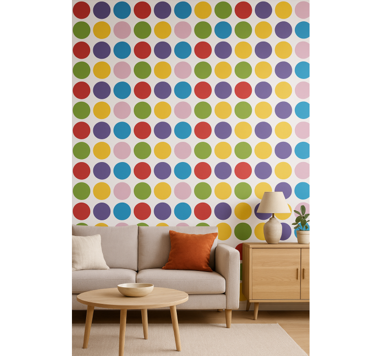 Carta da parati geometrica cerchi colorati semplici - TenStickers