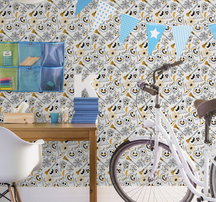 Carta da parati Halloween collezione di icone spettrali - TenStickers