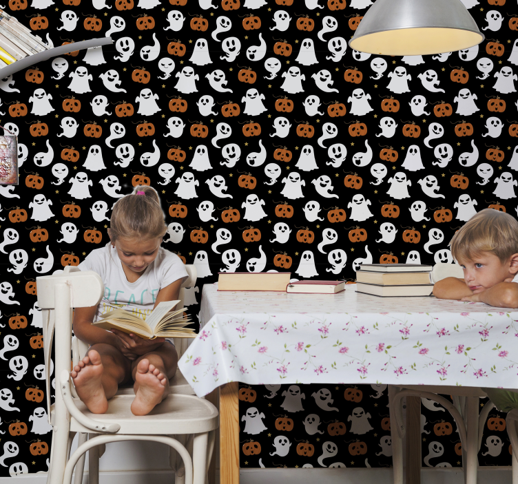 Carta da parati Halloween modello di zucca spettrale - TenStickers