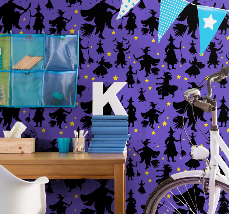 Carta da parati Halloween sagome di streghe - TenStickers
