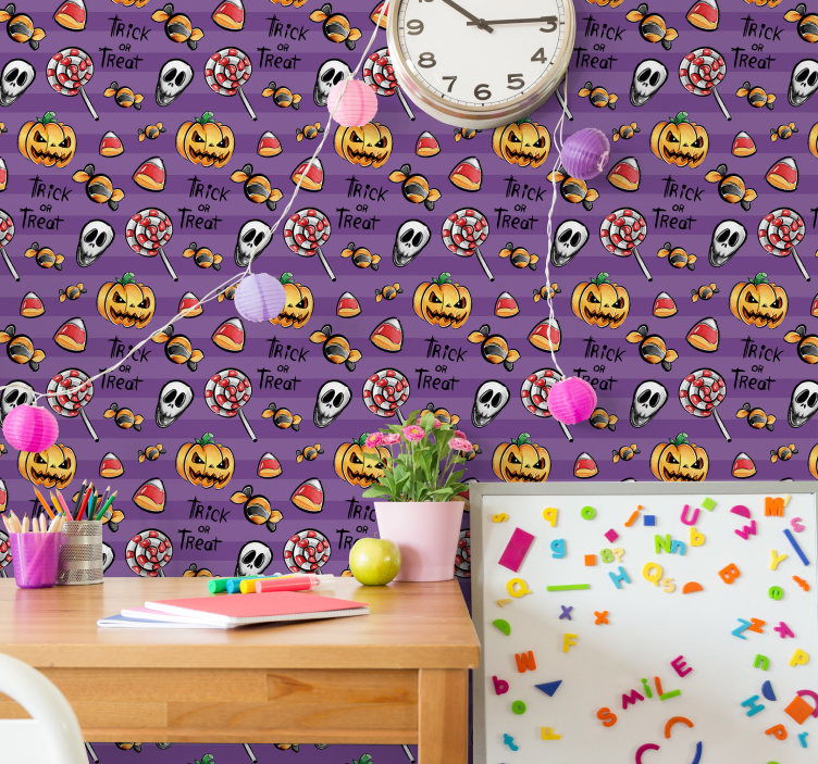 Carta da parati Halloween tema dolcetti spettrali - TenStickers