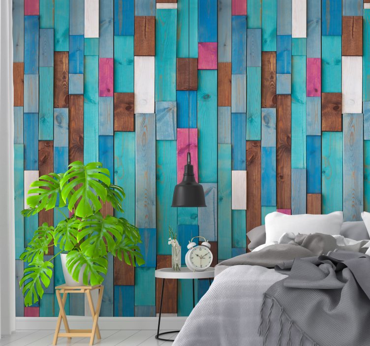 Carta da parati effetto legno multicolored Wooden Planks - TenStickers