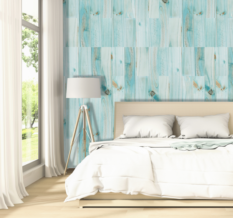 Carta da parati effetto legno soft Blue Wooden Planks - TenStickers