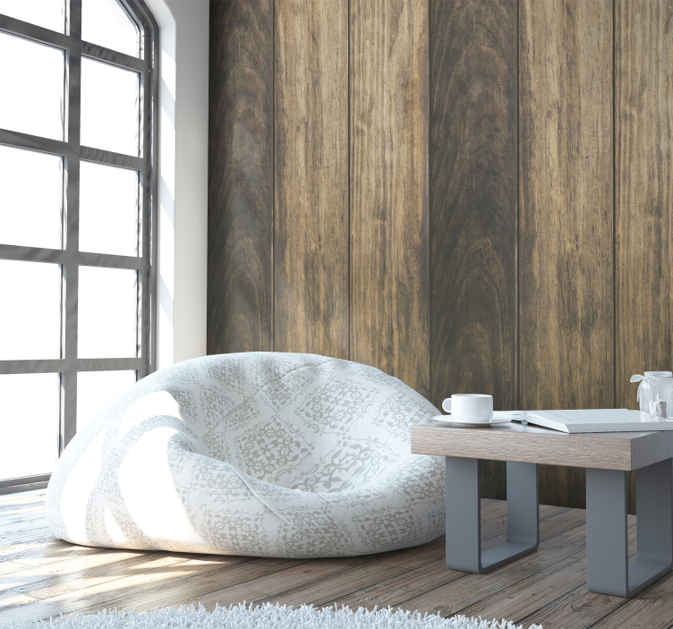 Carta da parati effetto legno spazio abitativo contemporaneo - TenStickers