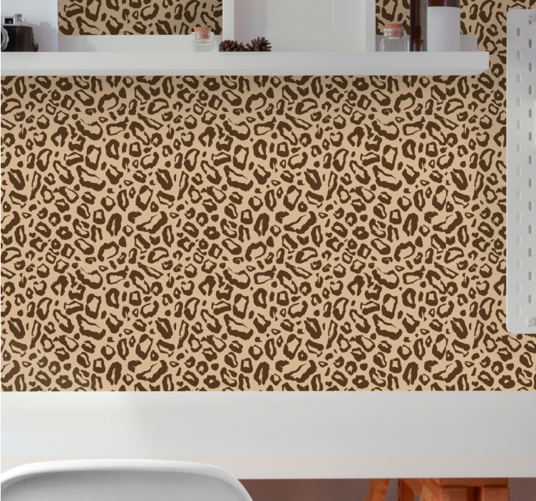Carta da parati leopardata motivo felino beige - TenStickers