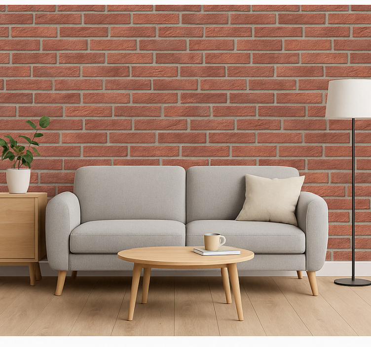 Carta da parati mattoni giardino acquerello rosa - TenStickers