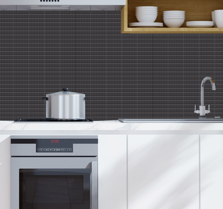 Carta da parati effetto piastrelle motivo cucina nero - TenStickers