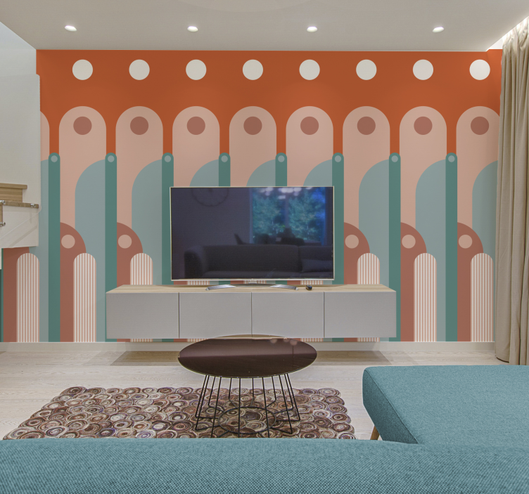 Carta da parati soggiorno forme geometriche curve - TenStickers