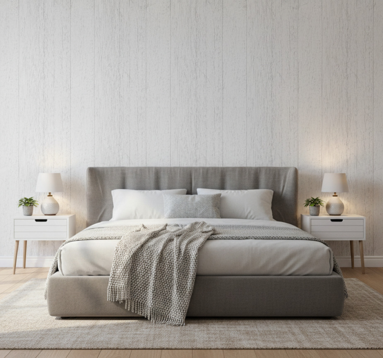 Carta da parati moderna texture legno bianco chic - TenStickers