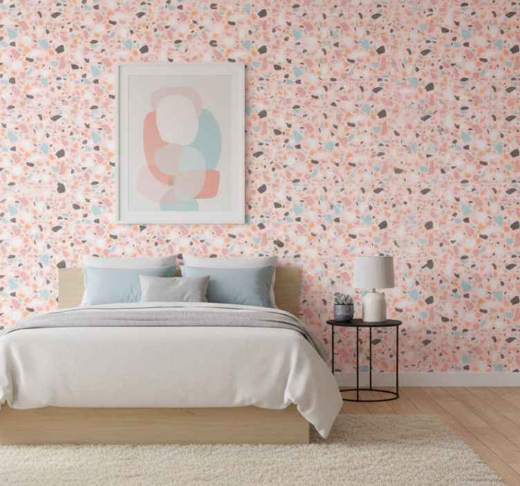 Carta da parati moderna texture terrazzo acquerello rosa e blu - TenStickers