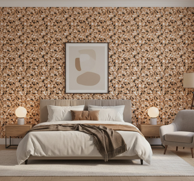 Carta da parati moderna texture terrazzo marrone classico - TenStickers