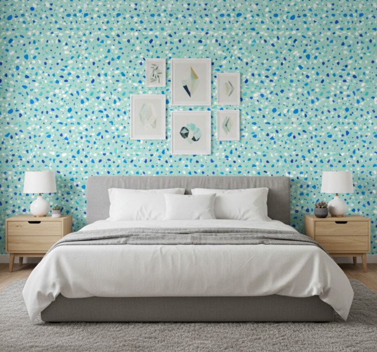 Carta da parati moderna texture toni blu terrazzo - TenStickers