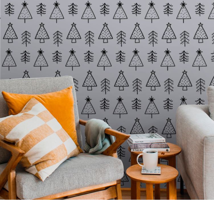 Carta da parati natalizia arredamento modello pino - TenStickers
