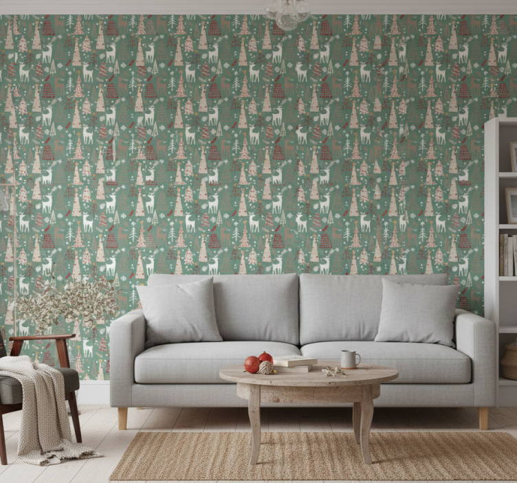 Carta da parati natalizia motivo foresta natalizia - TenStickers