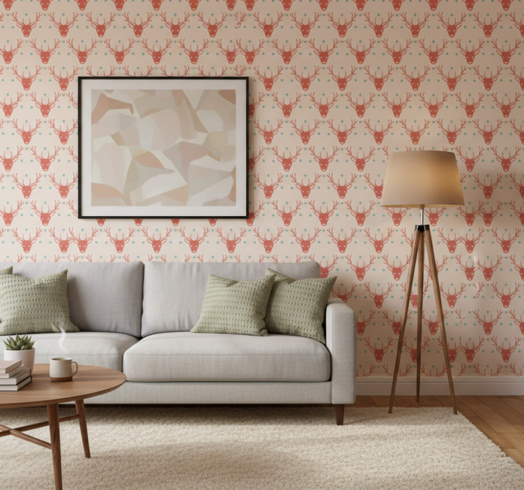 Carta da parati natalizia motivo renne rosse - TenStickers