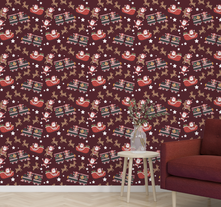 Carta da parati natalizia slitta di babbo natale festiva - TenStickers