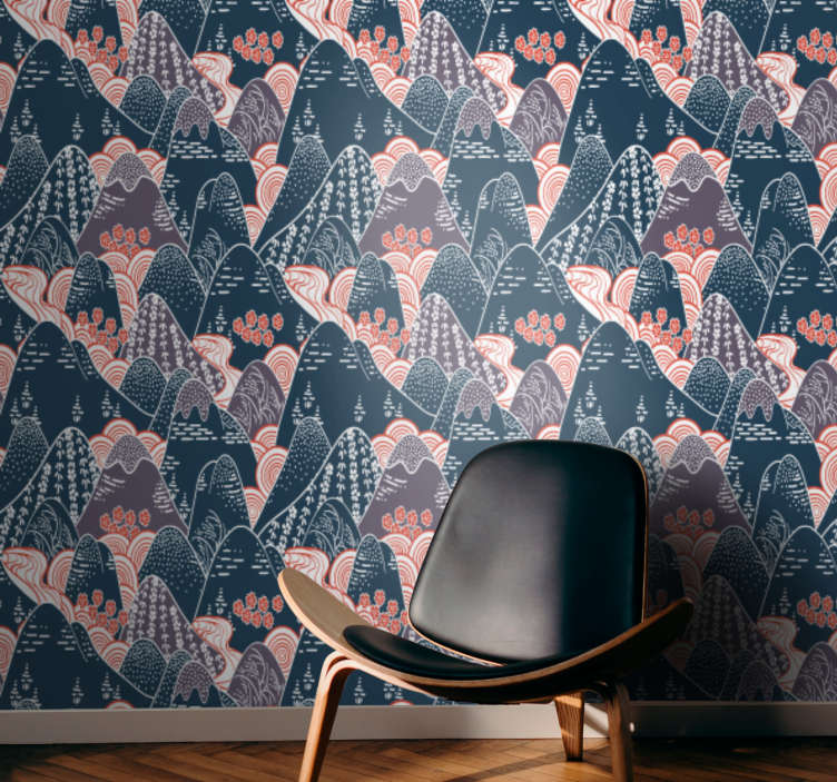 Carta da parati natura catena montuosa stilizzata - TenStickers