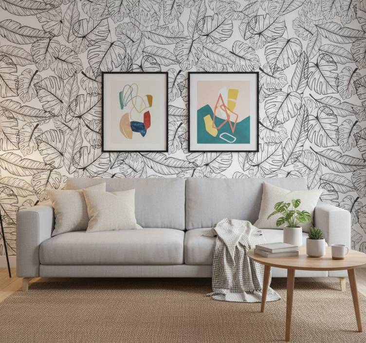 Carta da parati natura contorni grandi foglie - TenStickers