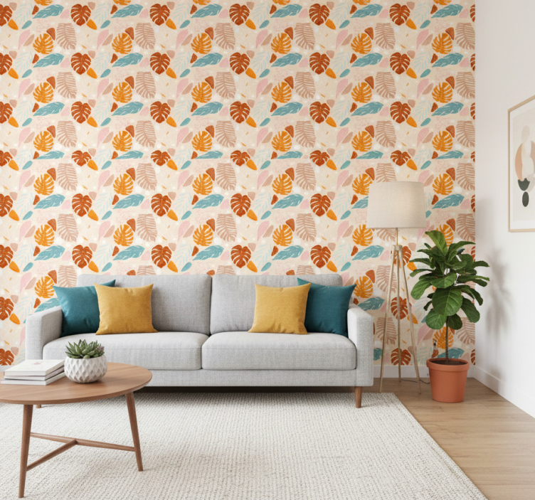 Carta da parati natura foglia colorata - TenStickers