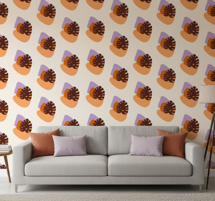 Carta da parati natura forme di foglie colorate - TenStickers