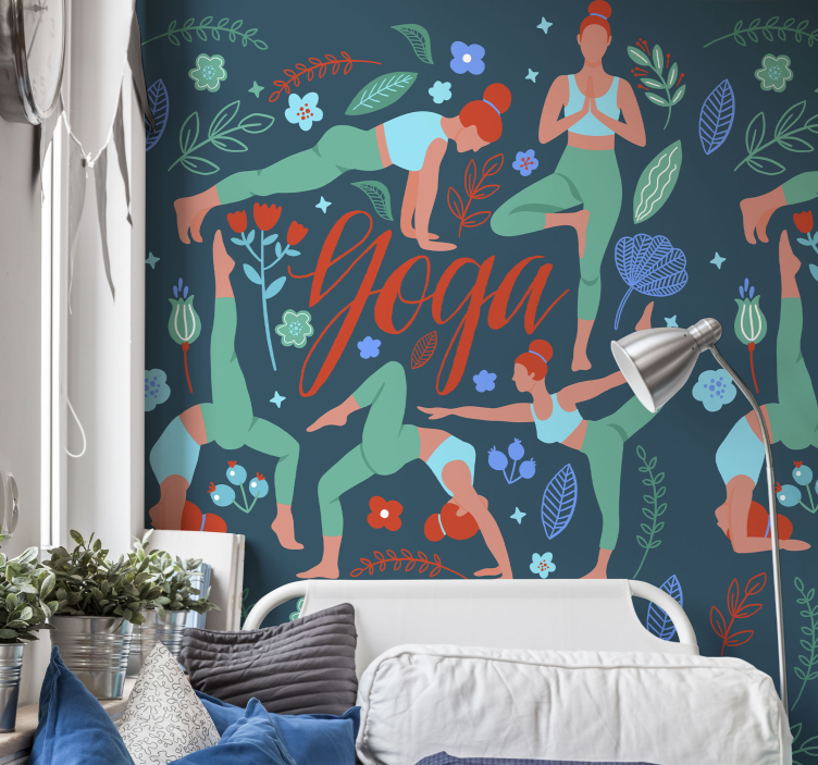 Carta da parati natura lo yoga pone l'illustrazione - TenStickers