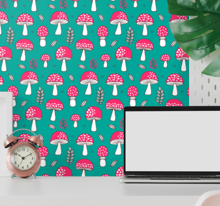 Carta da parati natura modello di funghi forestali - TenStickers