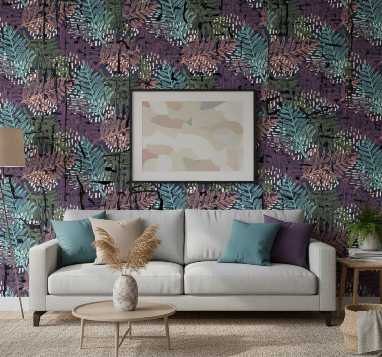 Carta da parati natura motivo colorato foglie - TenStickers