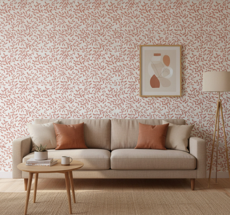 Carta da parati natura motivo foglie piccole terracotta - TenStickers