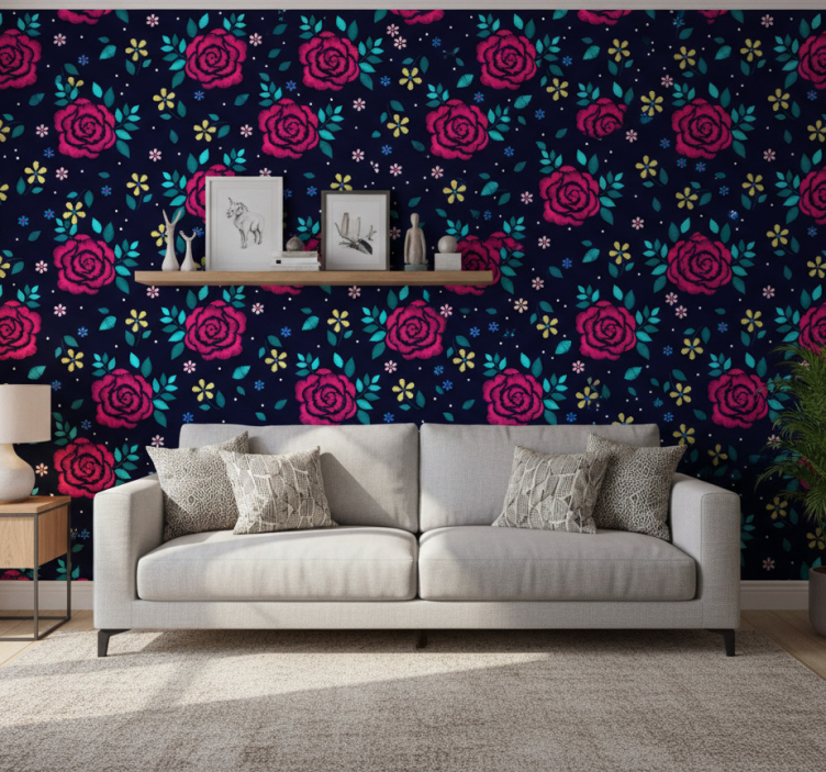 Carta da parati natura rose scure - TenStickers