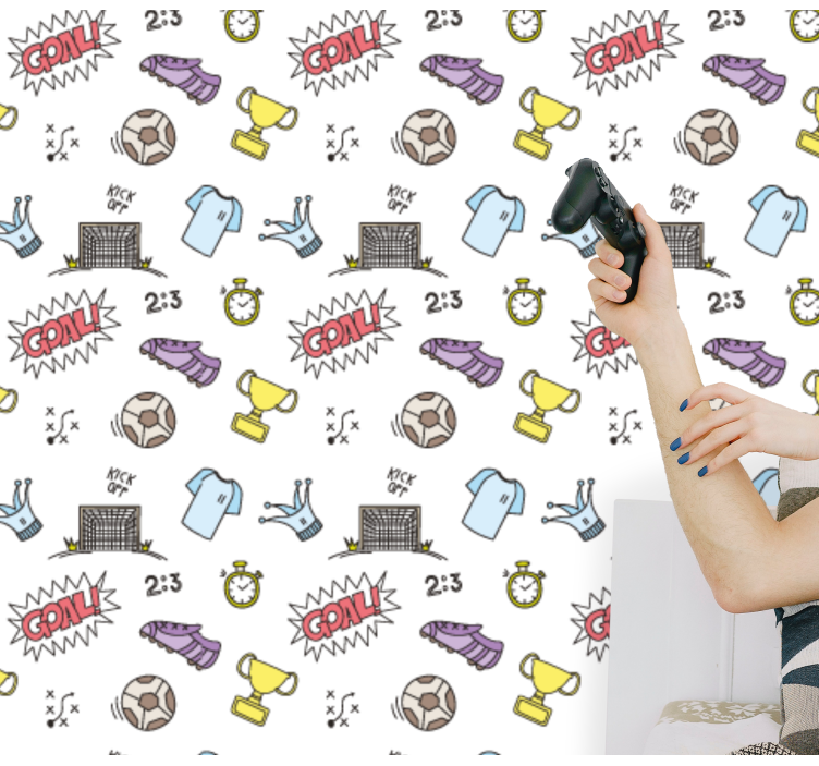 Carta da parati neonato tema divertente del calcio - TenStickers