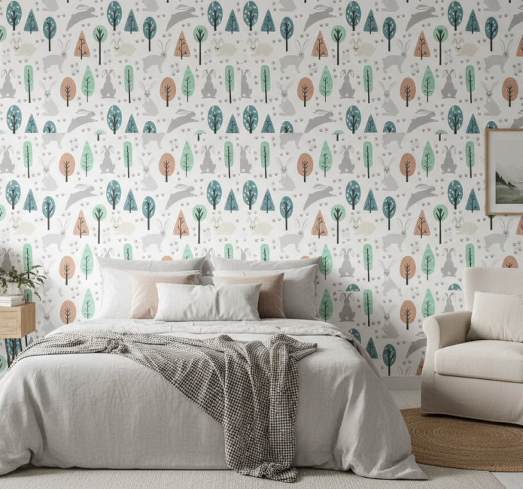 Carta da parati nordica fauna della foresta - TenStickers