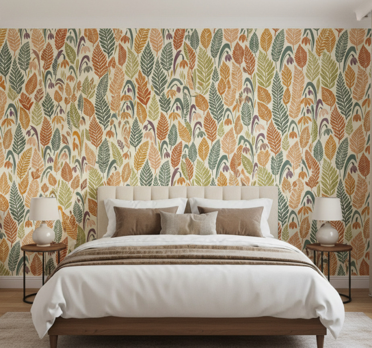 Carta da parati nordica fiori di bucaneve multicolori - TenStickers