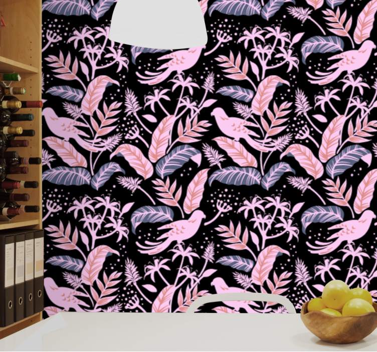 Carta da parati ornamentale armonia floreale degli uccelli - TenStickers