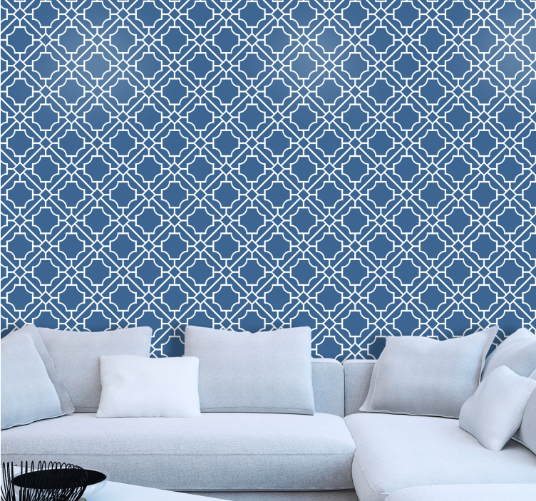 Carta da parati ornamentale modello classico blu - TenStickers
