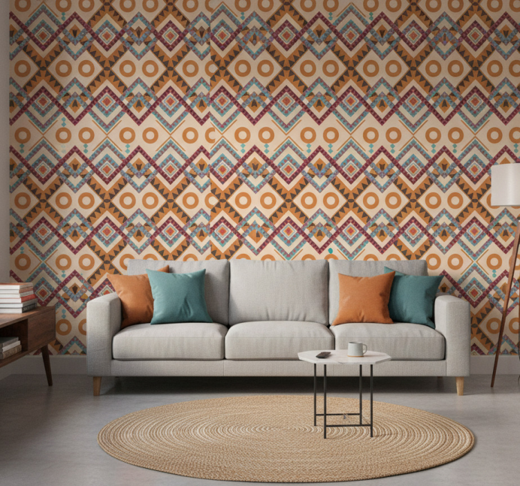 Carta da parati ornamentale motivo diamanti multicolori - TenStickers