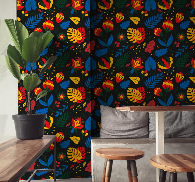 Carta da parati ornamentale motivo floreale a foglie - TenStickers