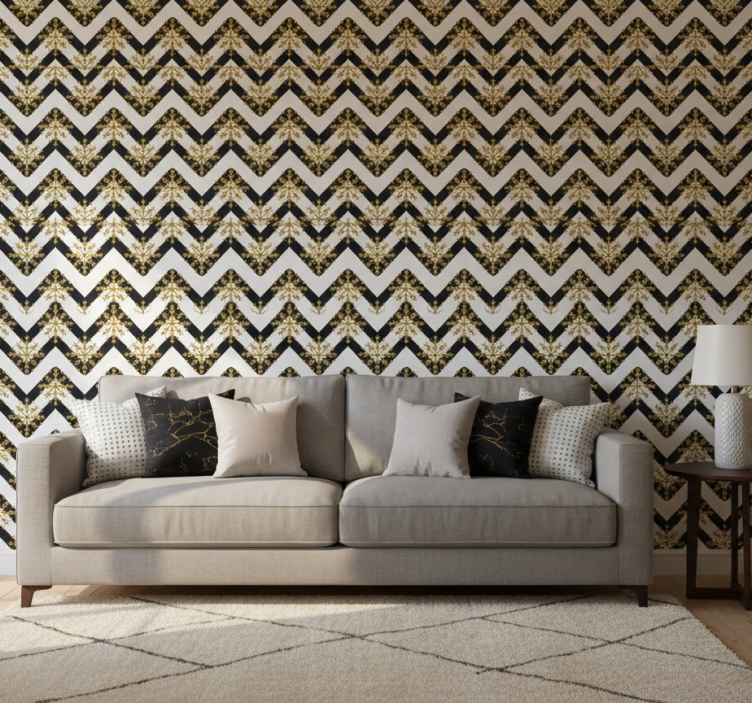 Carta da parati ornamentale motivo floreale a zigzag - TenStickers