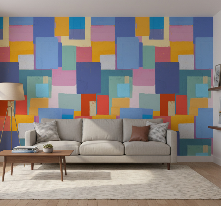 Carta da parati ornamentale quadri astratti colorati - TenStickers