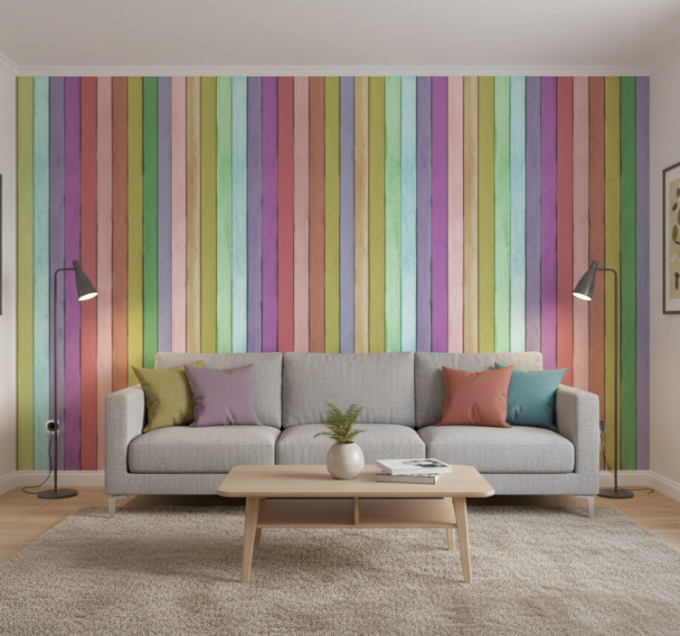 Carta da parati ornamentale tavole di legno chiare - TenStickers