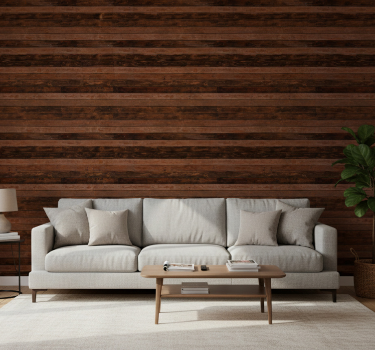 Carta da parati ornamentale tavole orizzontali marroni - TenStickers