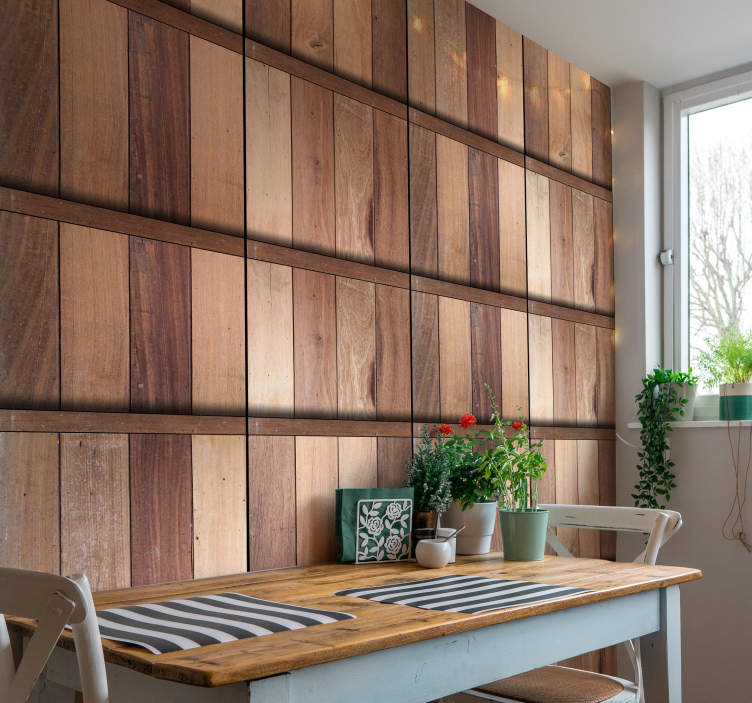 Carta da parati parquet marrone - TenStickers