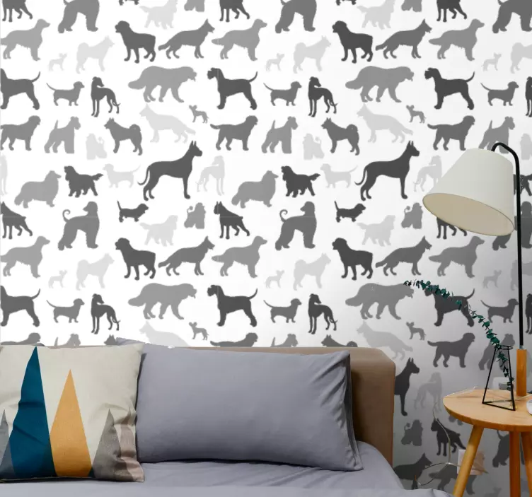 Carta da parati con sagome di cani - TenStickers