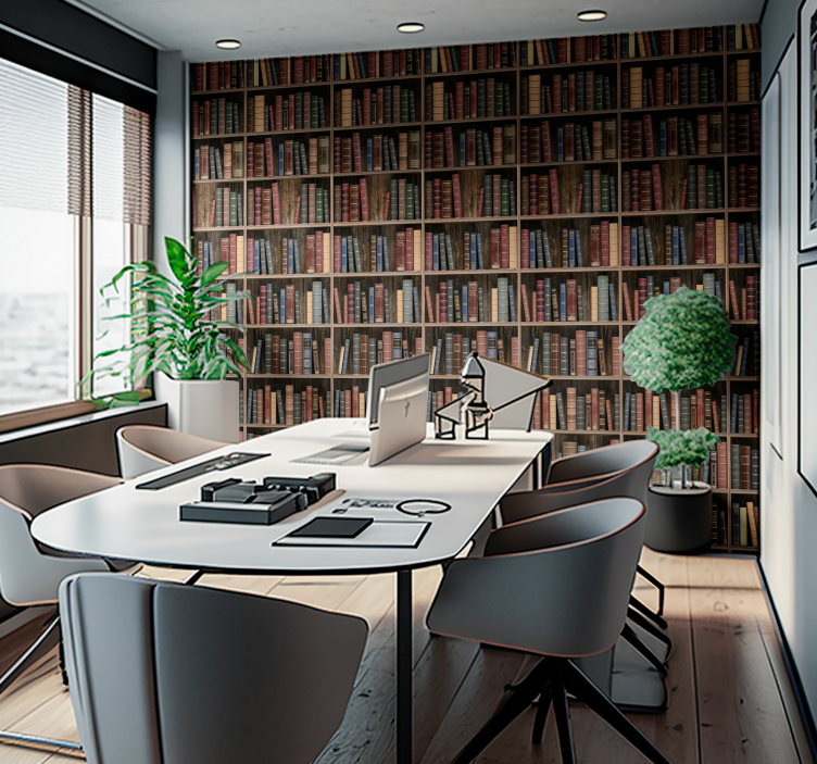 Carta da parati ufficio libri di biblioteca - TenStickers