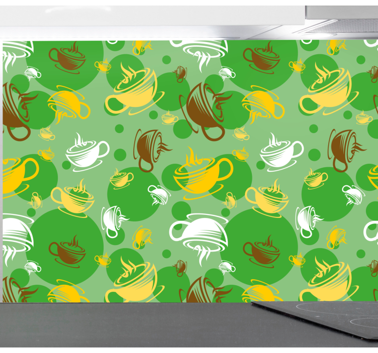 carta da parati cucina collezione di tazze da caffè - TenStickers