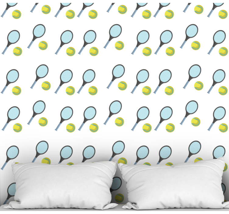 Carta da parati personalizzata racchette e palline da tennis - TenStickers