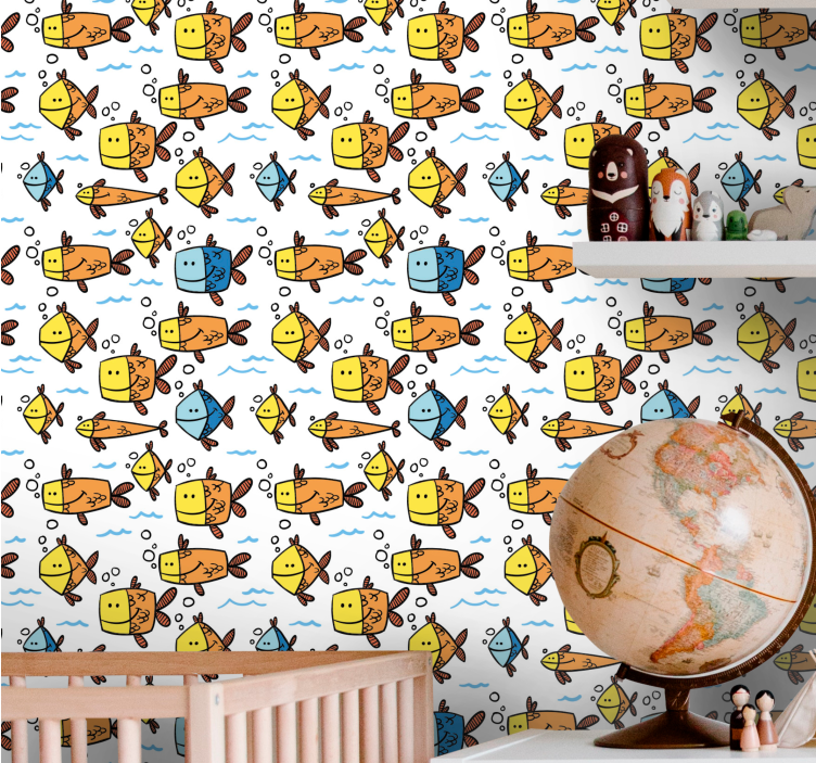 Carta da parati pesci divertimento acquatico in cartone - TenStickers