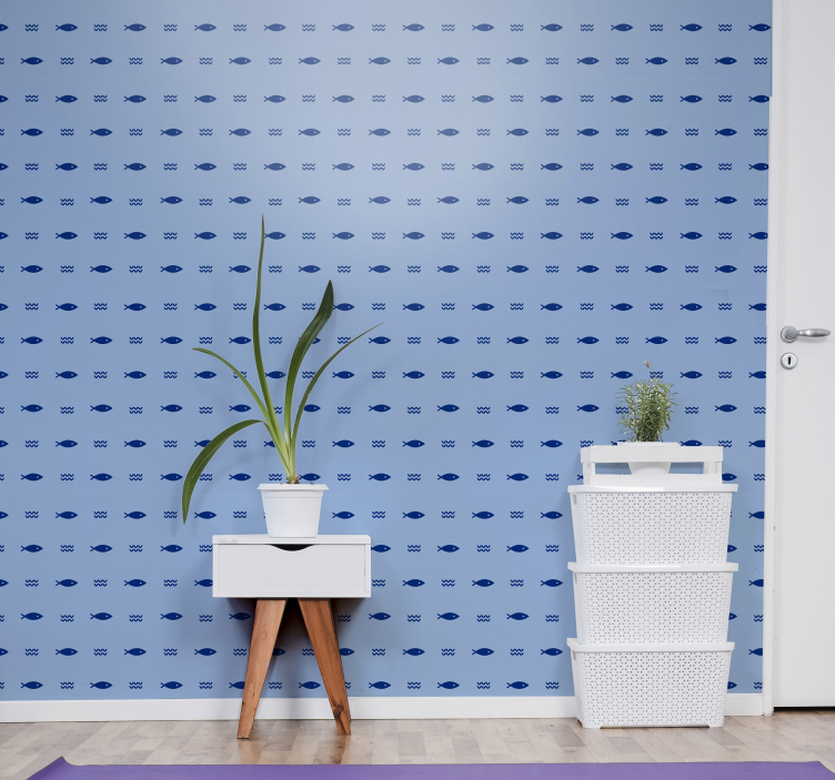 Carta da parati pesci modello blu sottomarino - TenStickers